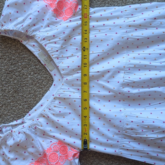 Loft Dot Dress Embroidered Tiered Swing Dress - Picture 8 of 9